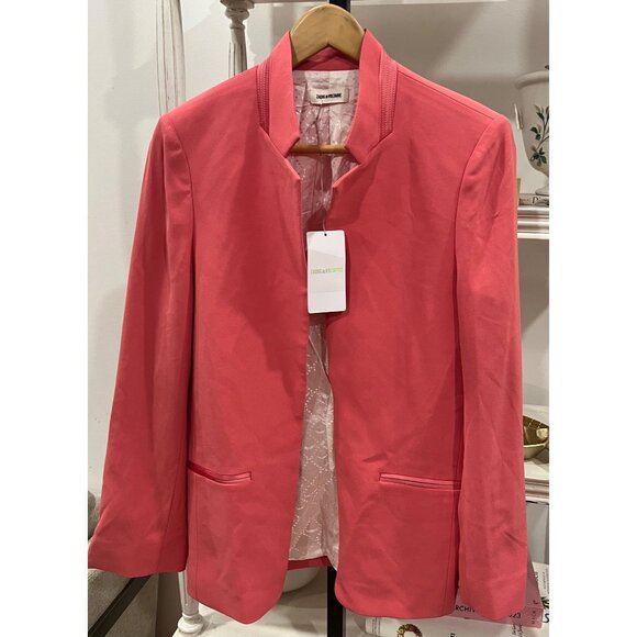 NWT Zadig & Voltaire Volly Invereted Collar Crepe Blazer Jacket Size 38 Medium i - Picture 2 of 8